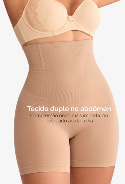 Short Modelador Flora Cintura Alta | 4 Barbatanas que Não Enrolam